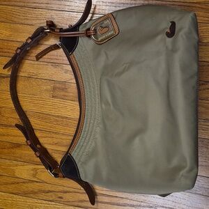 Dooney & Bourke Nylon Hobo Shoulder Bag With Leather Trim